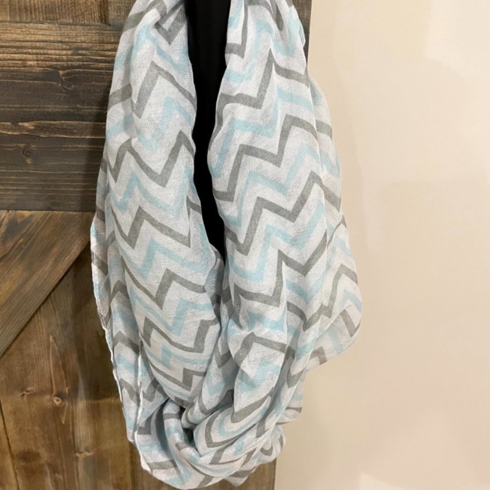 Blue And Gray Striped Wrap Scarf